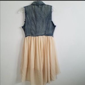 Umgee Western Boho Denim Tie Front Hi Low Dress